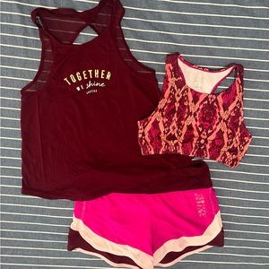 Justice Girls Active top, shorts & sports bra